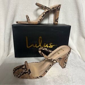 Lulu's Snakeskin Patterned Heels NIB “Xenya” Size 9